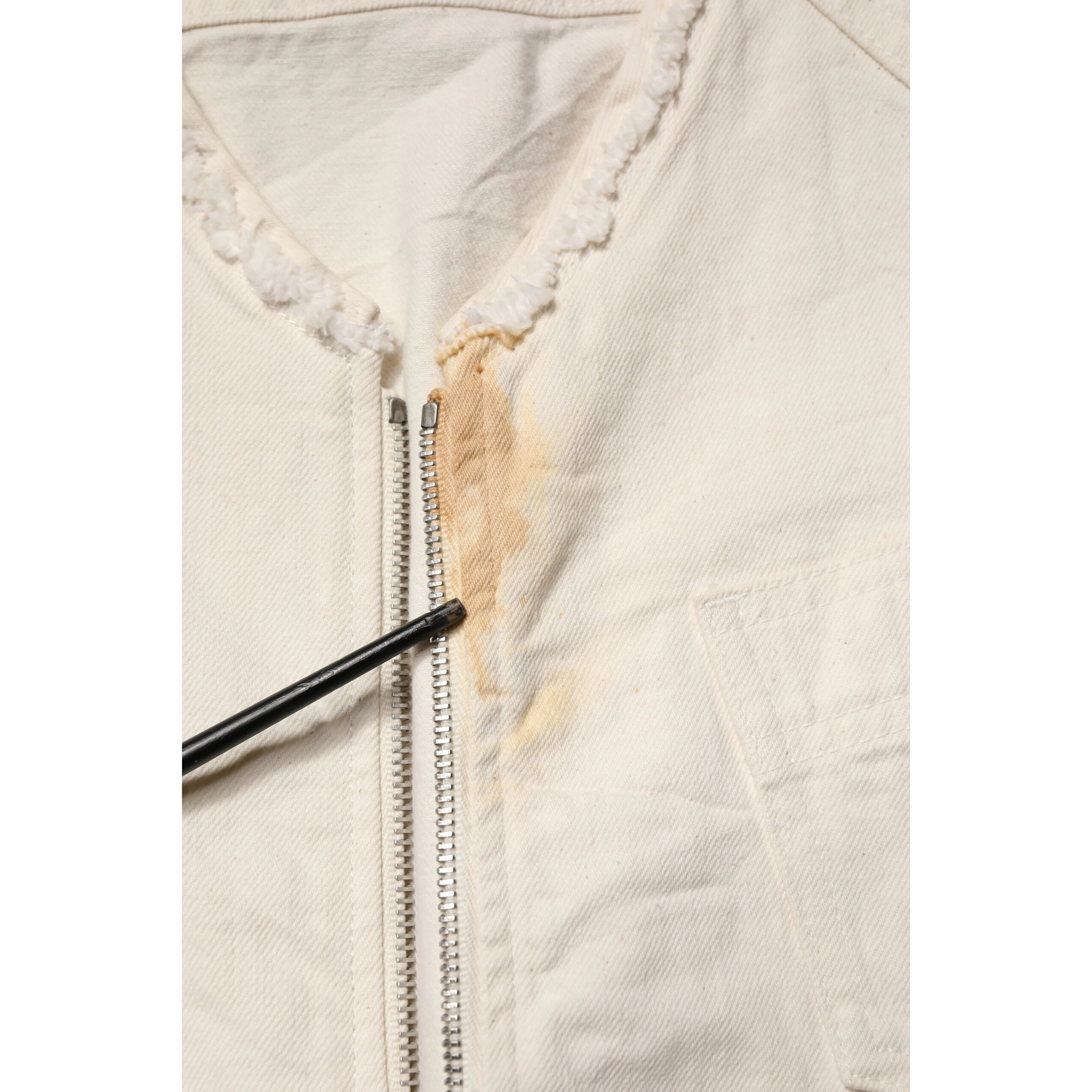Off White Cotton Full Zip Denim Men Blouson Jacket