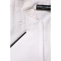 White Silk Full Zip Bomber Blouson Jacket