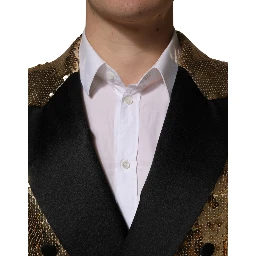 Gold Sequined Double Breasted Jacket Blazer