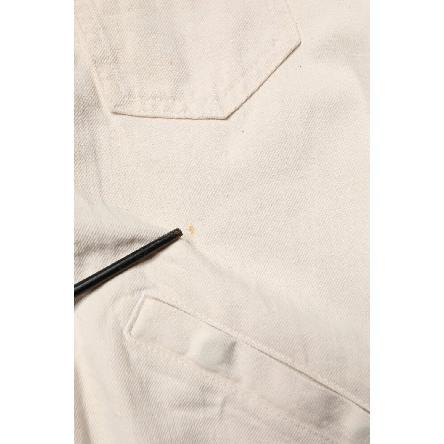 Off White Cotton Full Zip Denim Men Blouson Jacket