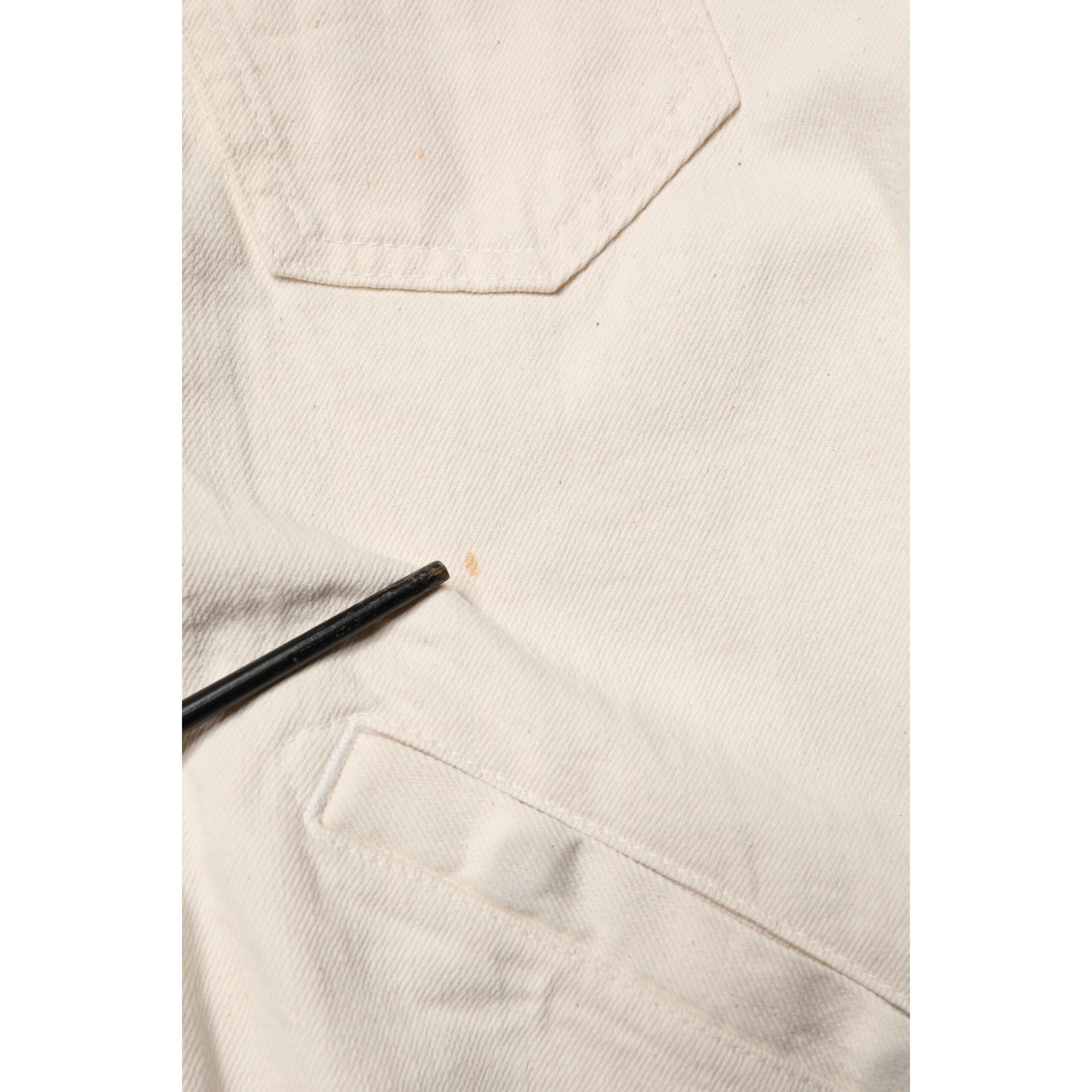 Off White Cotton Full Zip Denim Men Blouson Jacket