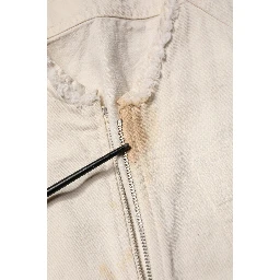 Off White Cotton Full Zip Denim Men Blouson Jacket