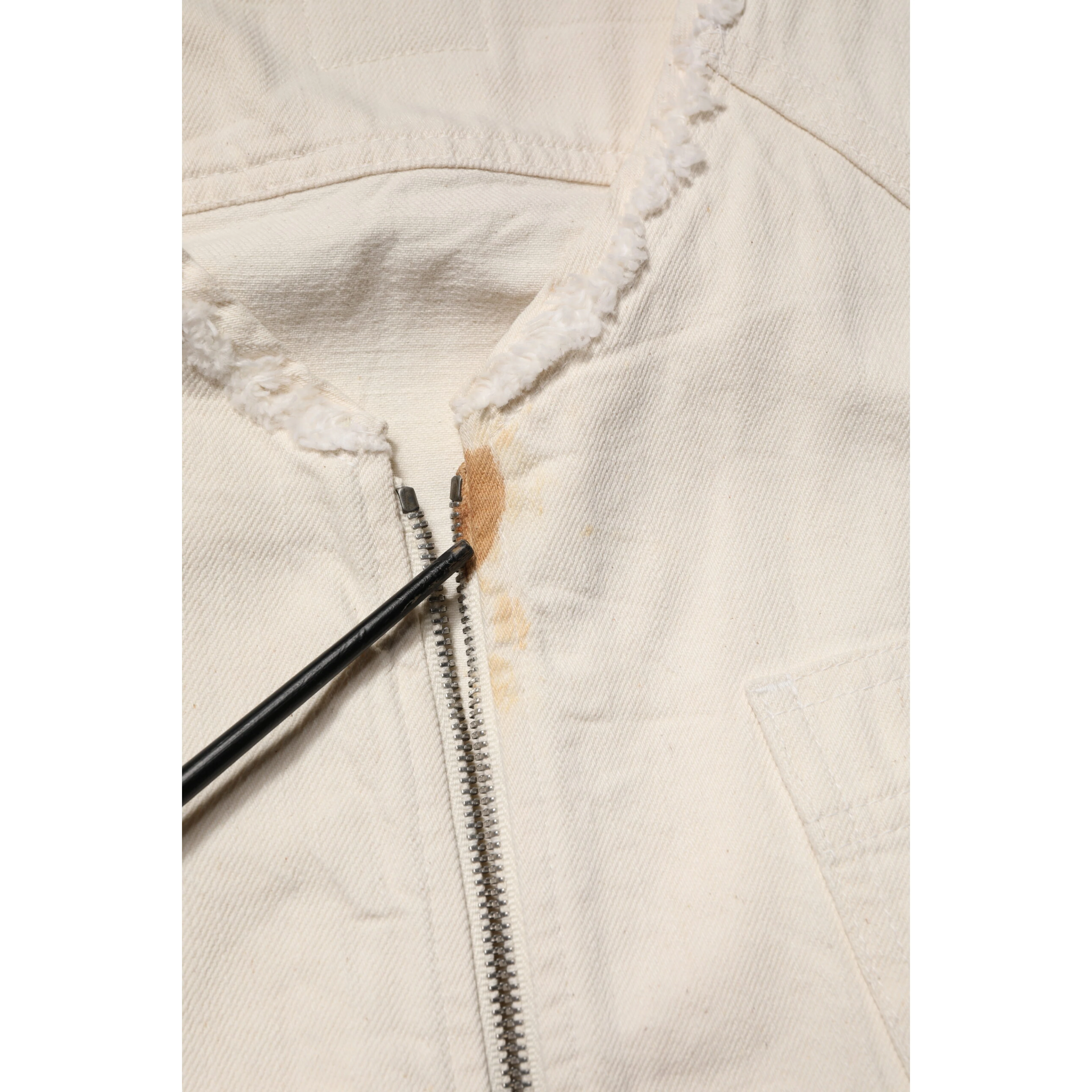 Off White Cotton Full Zip Denim Men Blouson Jacket