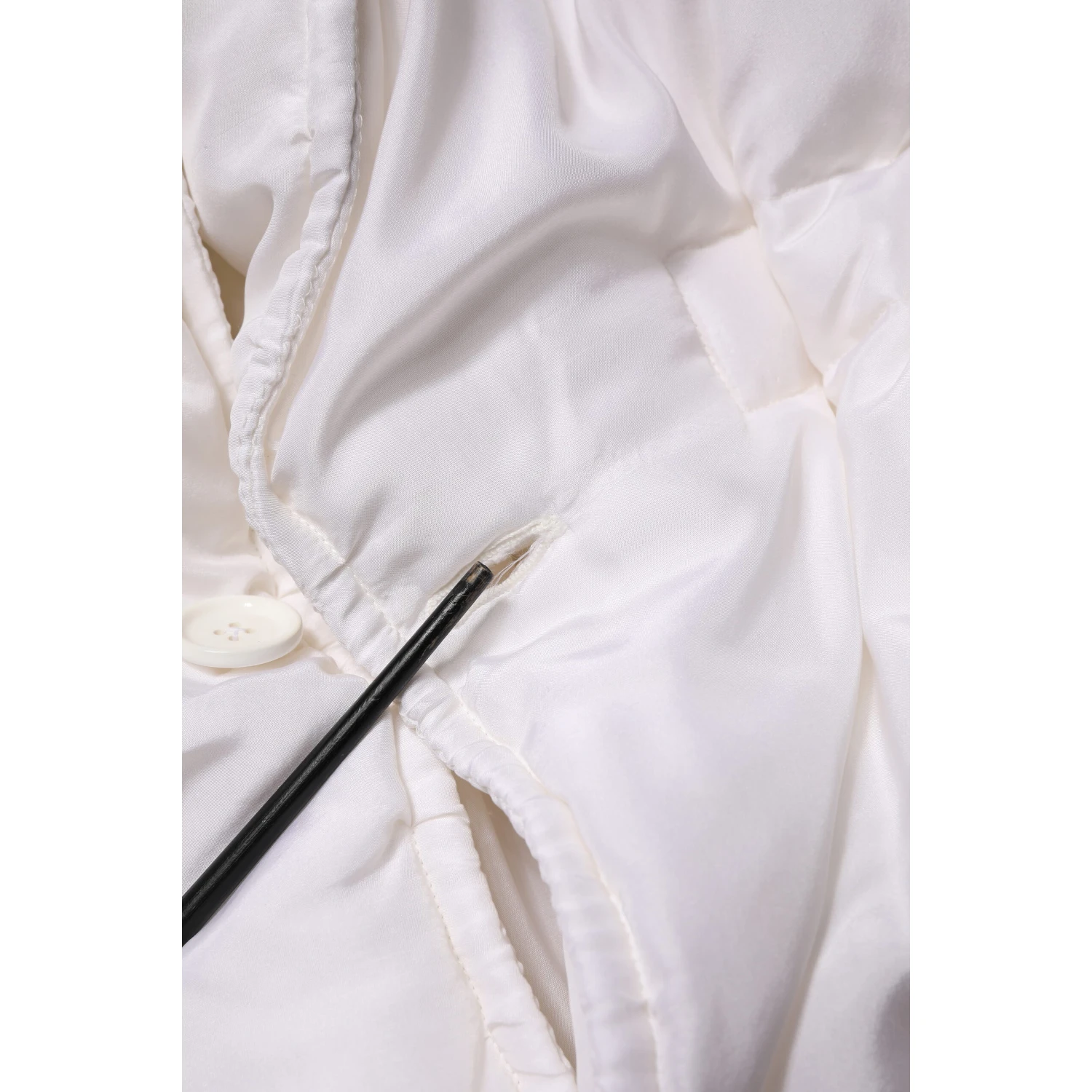 White Silk Padded Parka Men Coat Jacket