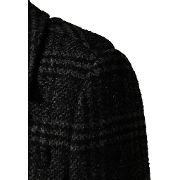 Grey Double Breasted Plaid Wool Coat Jacket