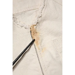 Off White Cotton Full Zip Denim Men Blouson Jacket