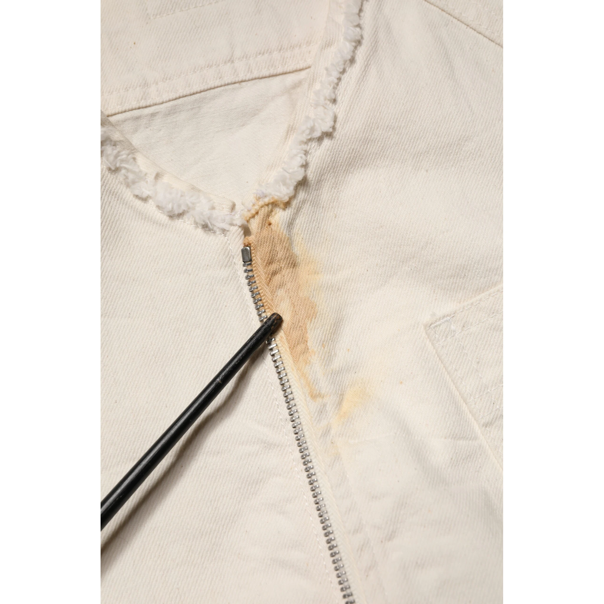 Off White Cotton Full Zip Denim Men Blouson Jacket