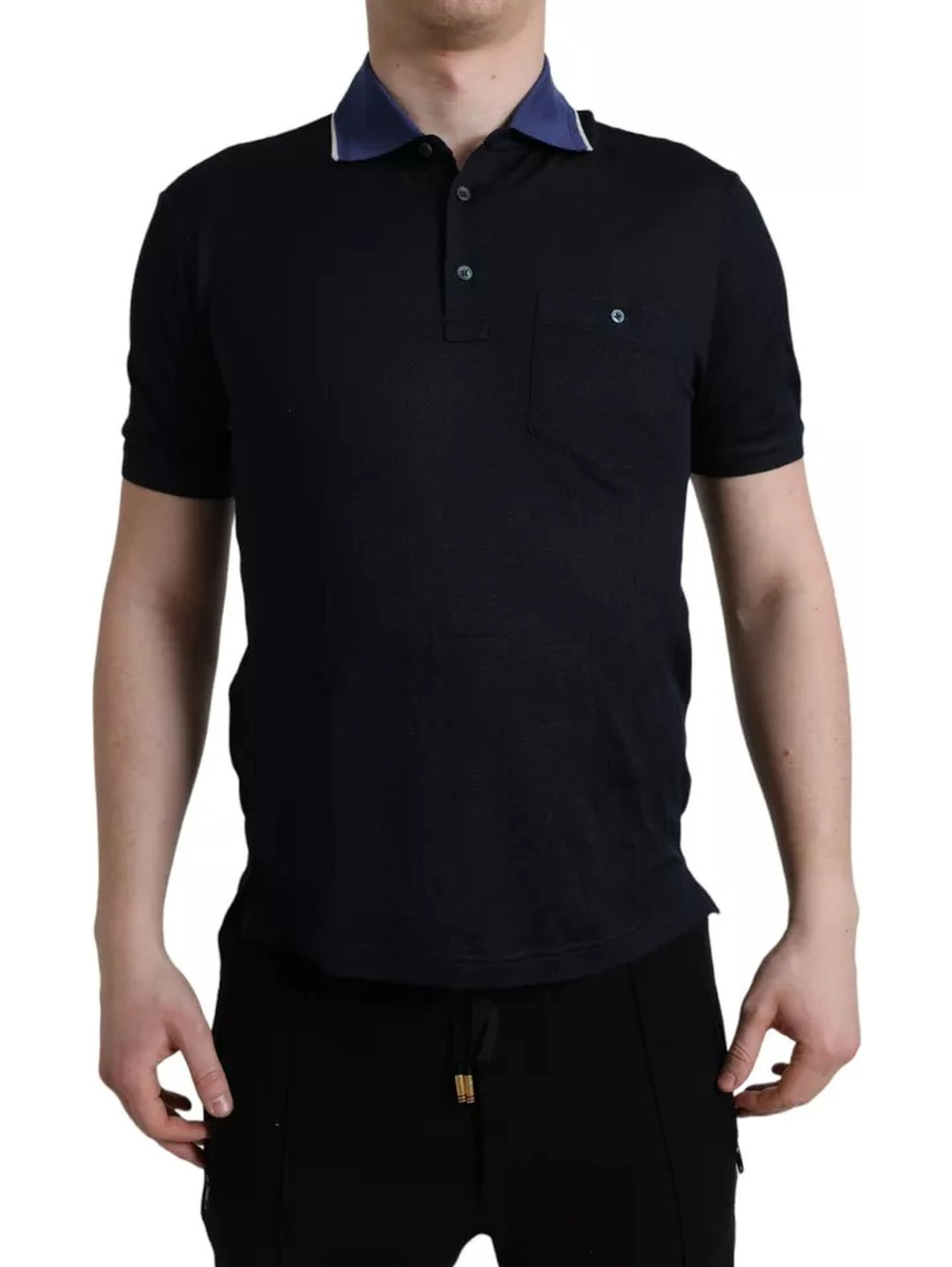 Polo Navy Blue Collared Silk Men T-shirt