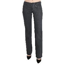 Gray Low Waist Straight Denim Pants Jeans