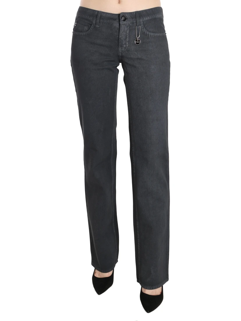 Gray Low Waist Straight Denim Pants Jeans