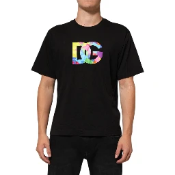 Black Logo Print Cotton Crew Neck T-shirt