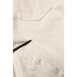 Off White Cotton Full Zip Denim Men Blouson Jacket