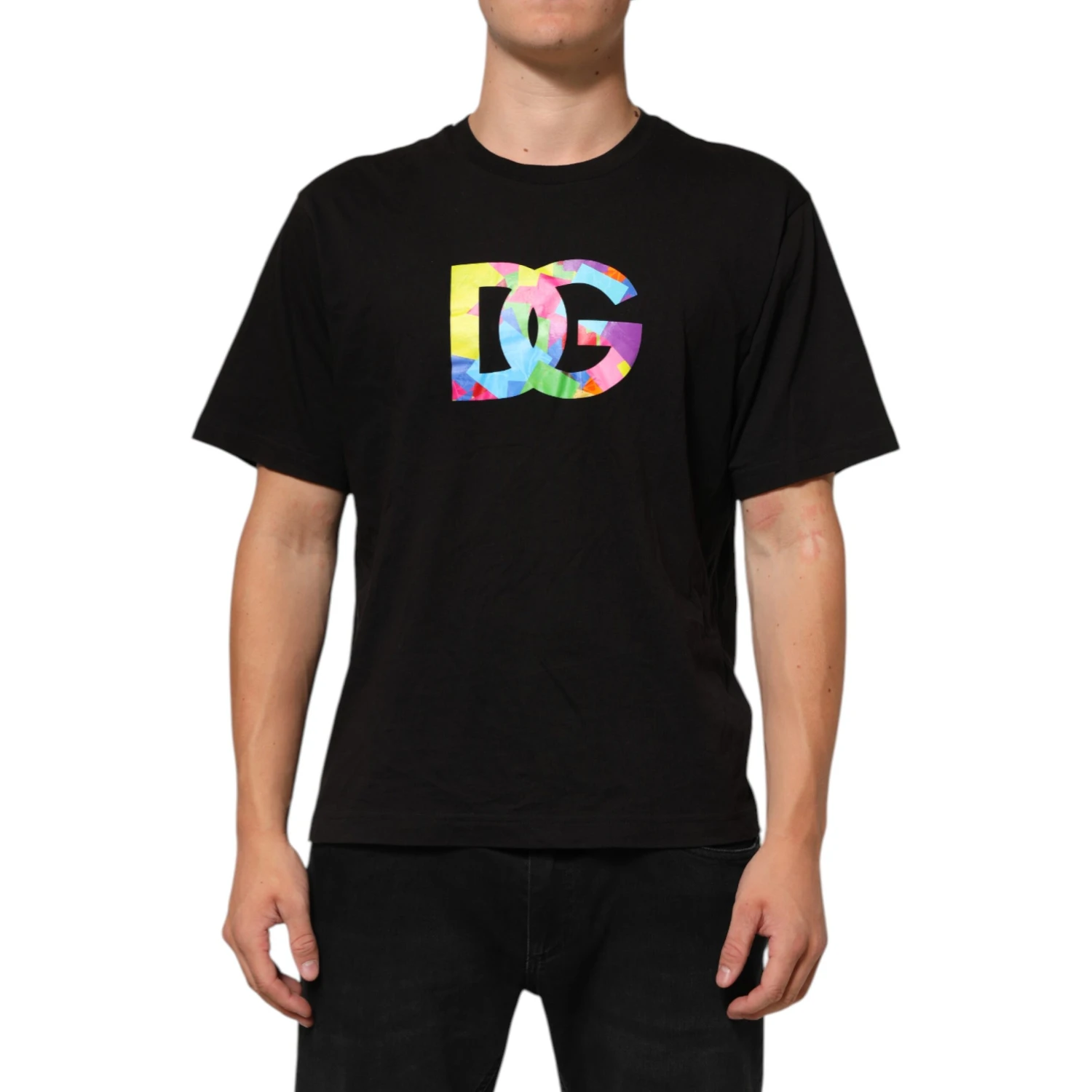 Black Logo Print Cotton Crew Neck T-shirt