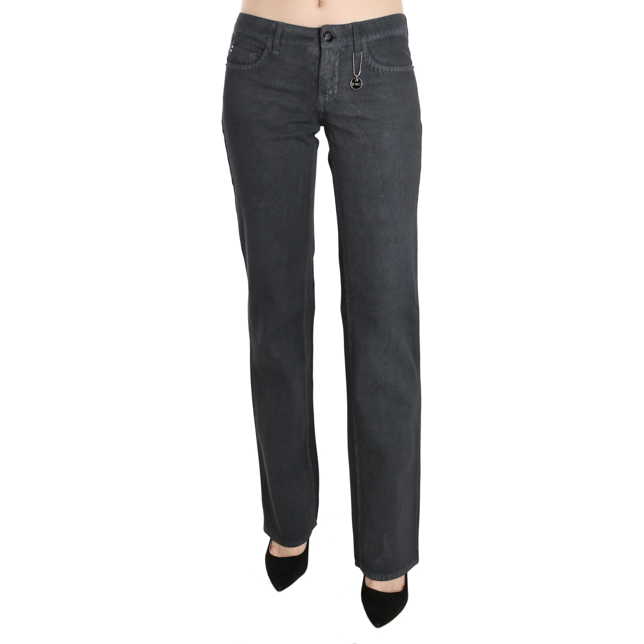 Gray Low Waist Straight Denim Pants Jeans