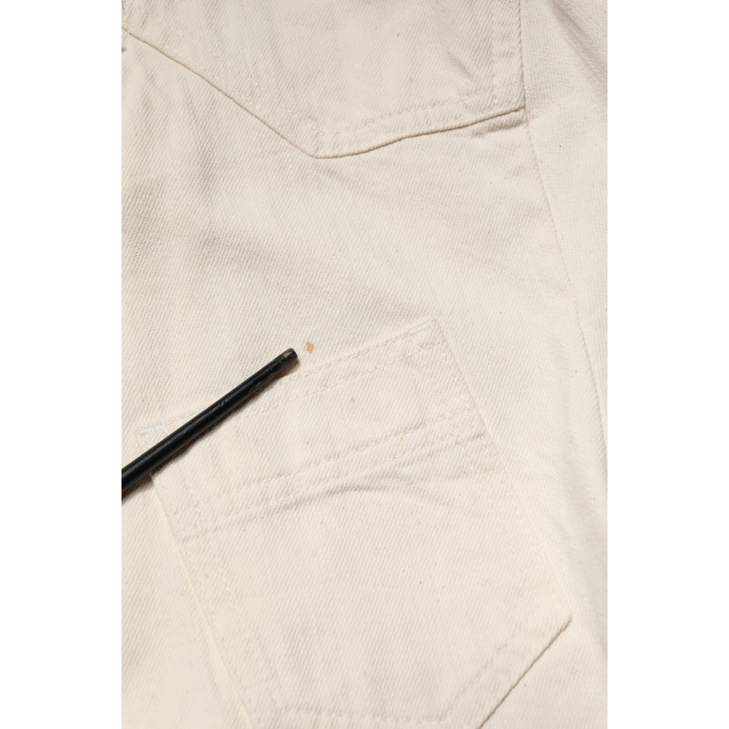Off White Cotton Full Zip Denim Men Blouson Jacket