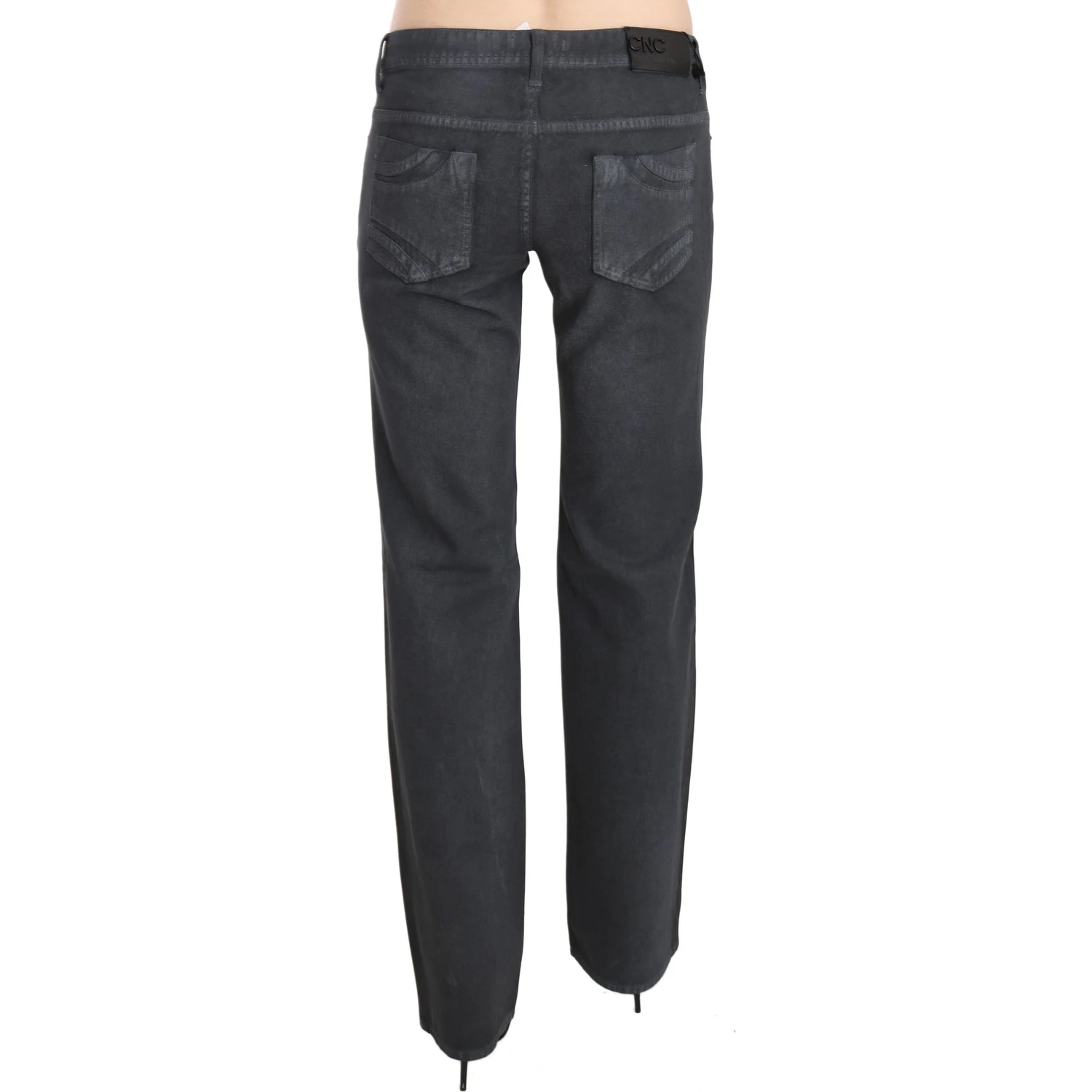 Gray Low Waist Straight Denim Pants Jeans