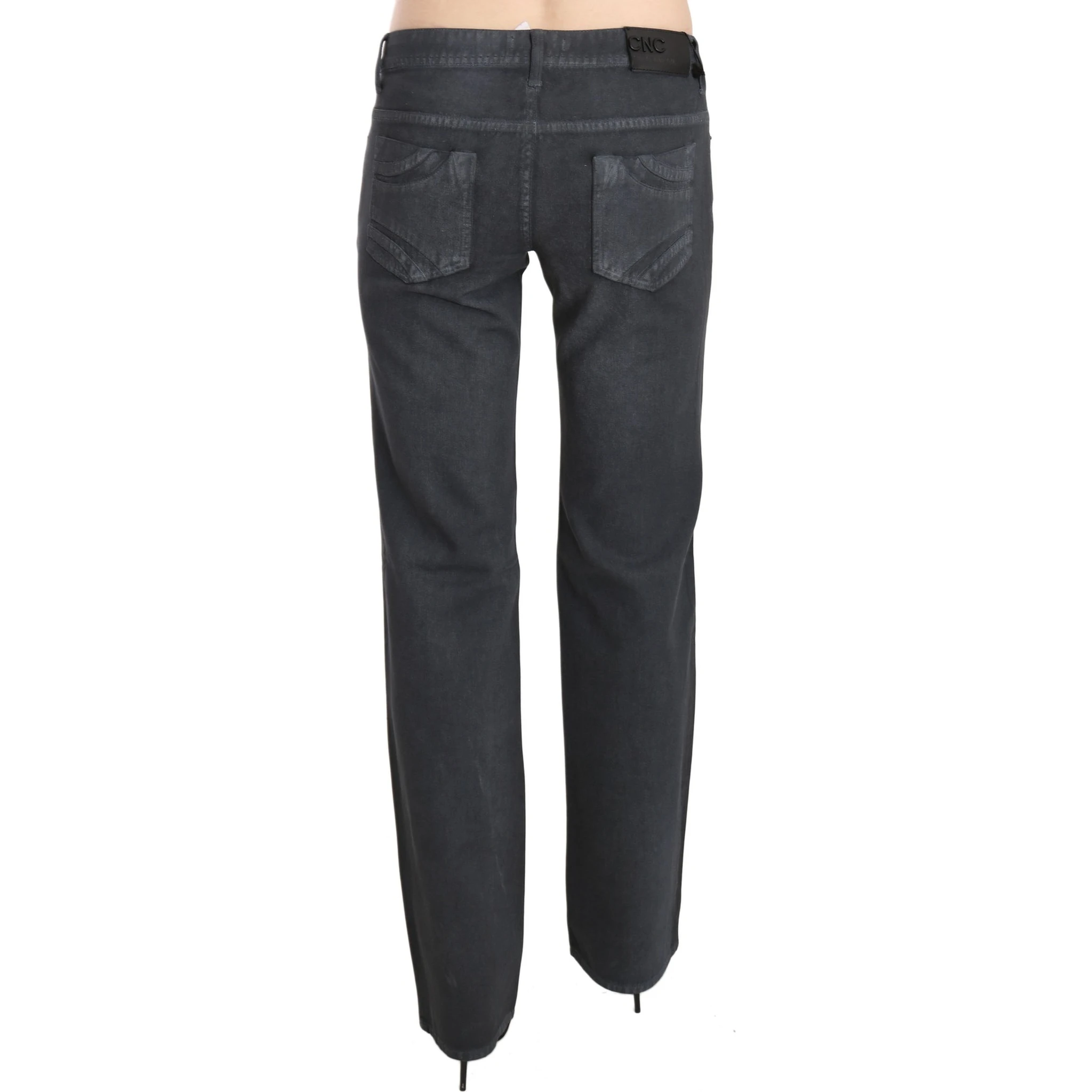 Gray Low Waist Straight Denim Pants Jeans