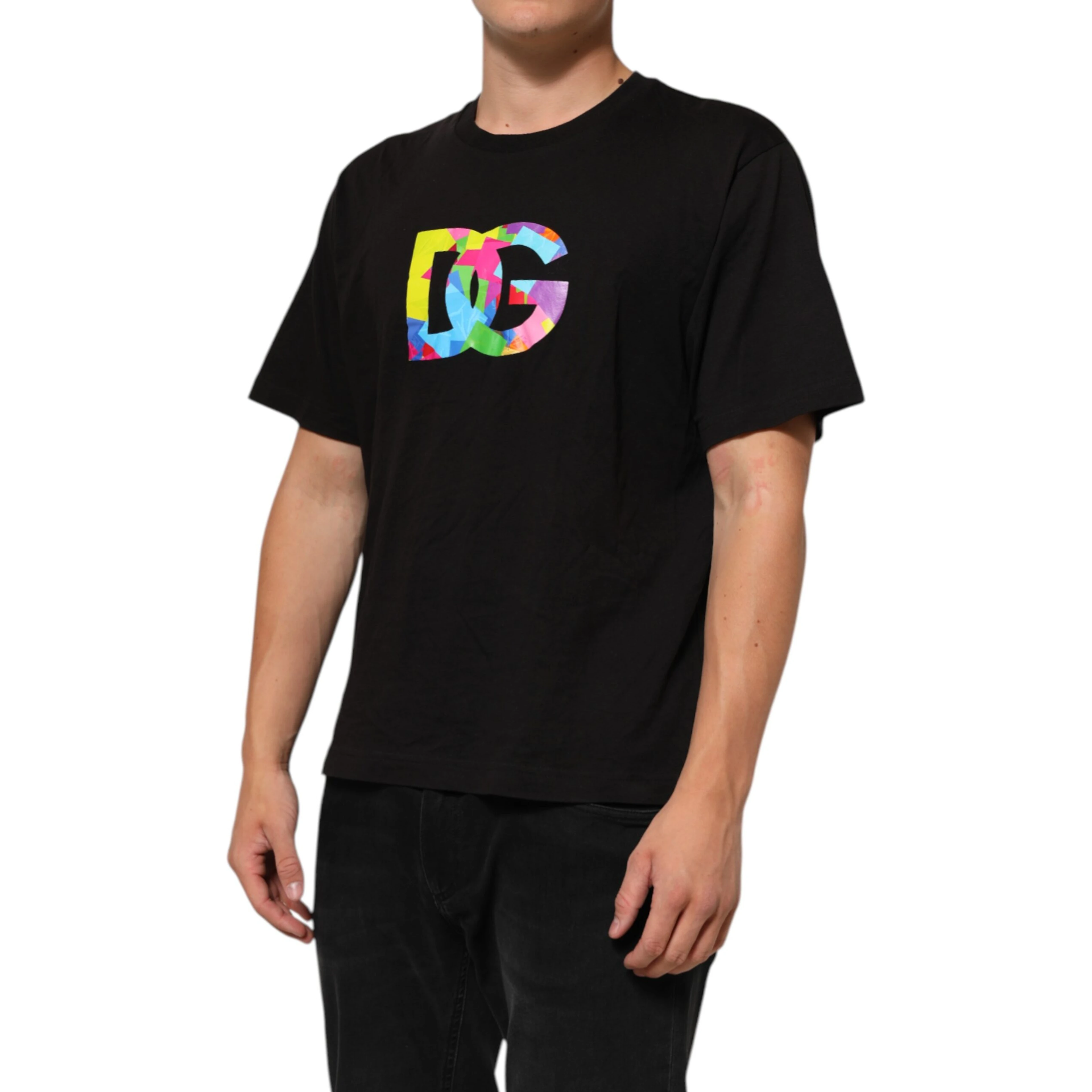 Black Logo Print Cotton Crew Neck T-shirt