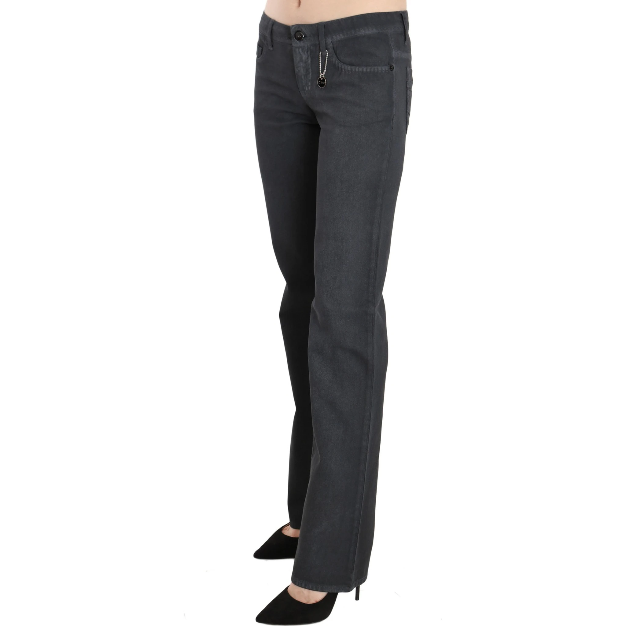 Gray Low Waist Straight Denim Pants Jeans