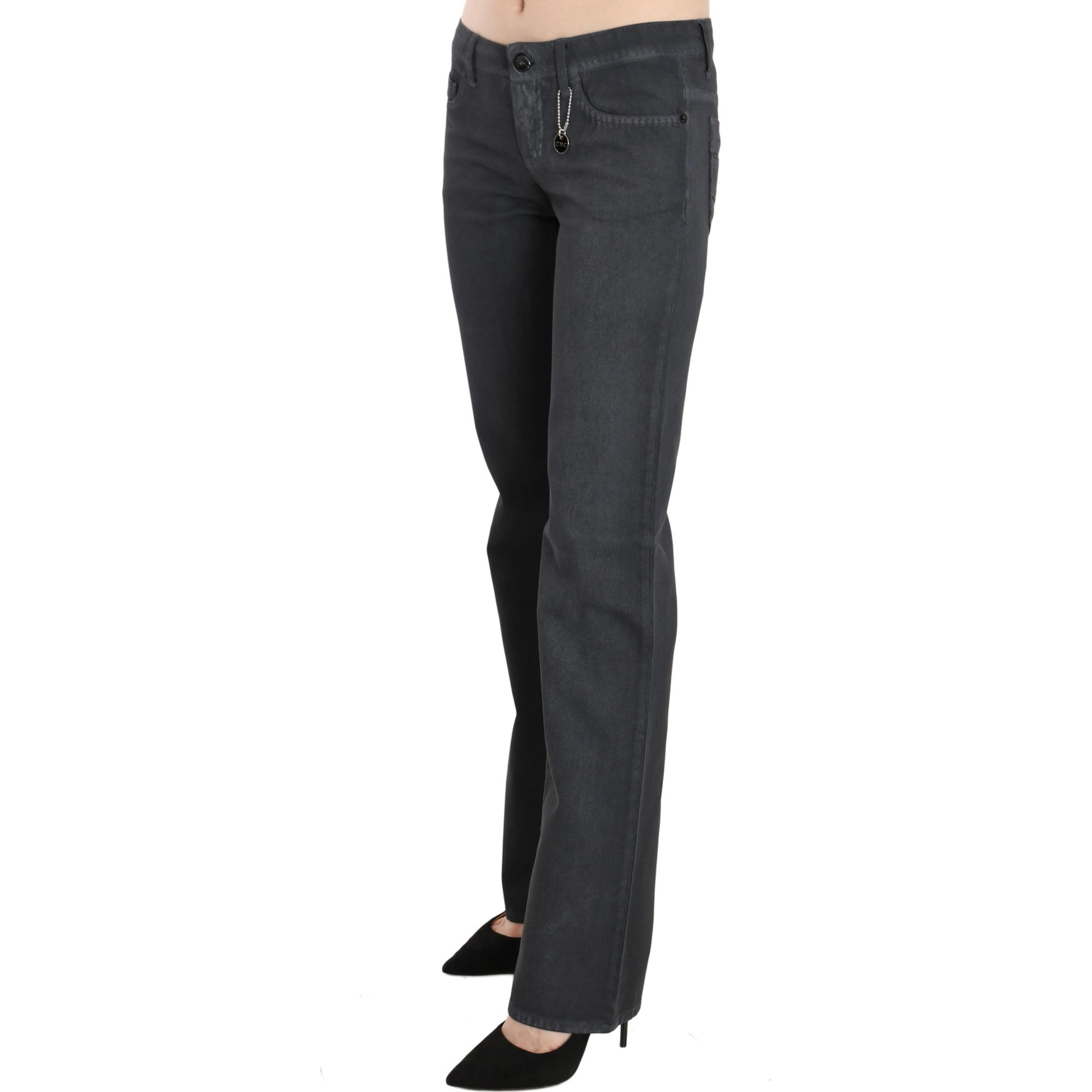 Gray Low Waist Straight Denim Pants Jeans