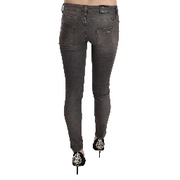 Gray Washed Low Waist Skinny Jeans