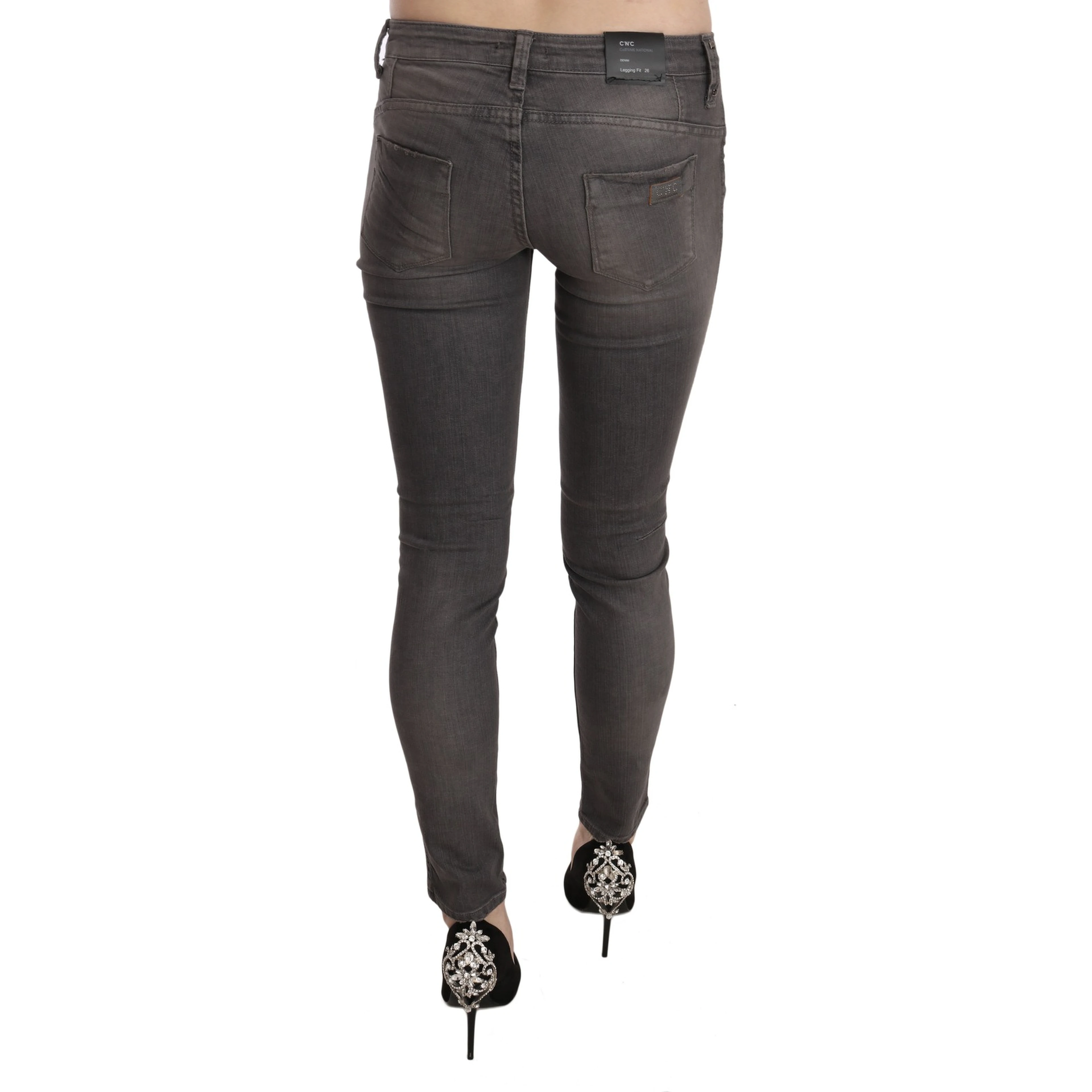 Gray Washed Low Waist Skinny Jeans