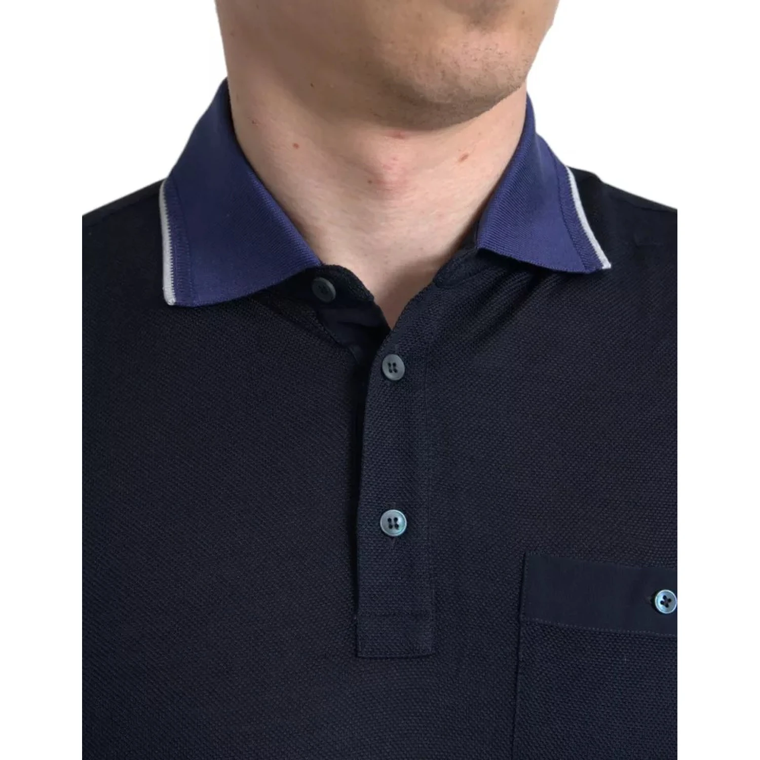 Polo Navy Blue Collared Silk Men T-shirt