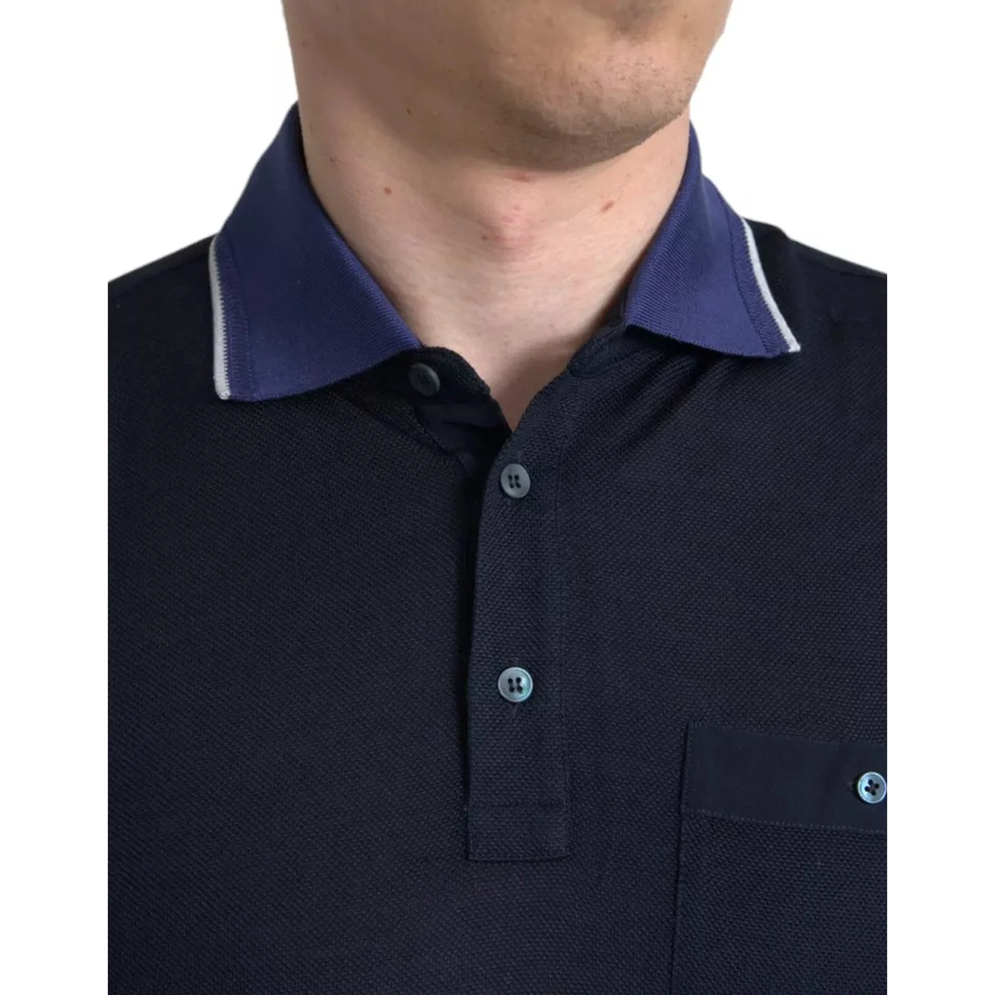 Polo Navy Blue Collared Silk Men T-shirt