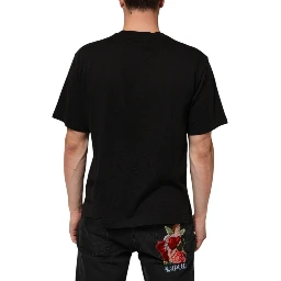 Black Logo Print Cotton Crew Neck T-shirt
