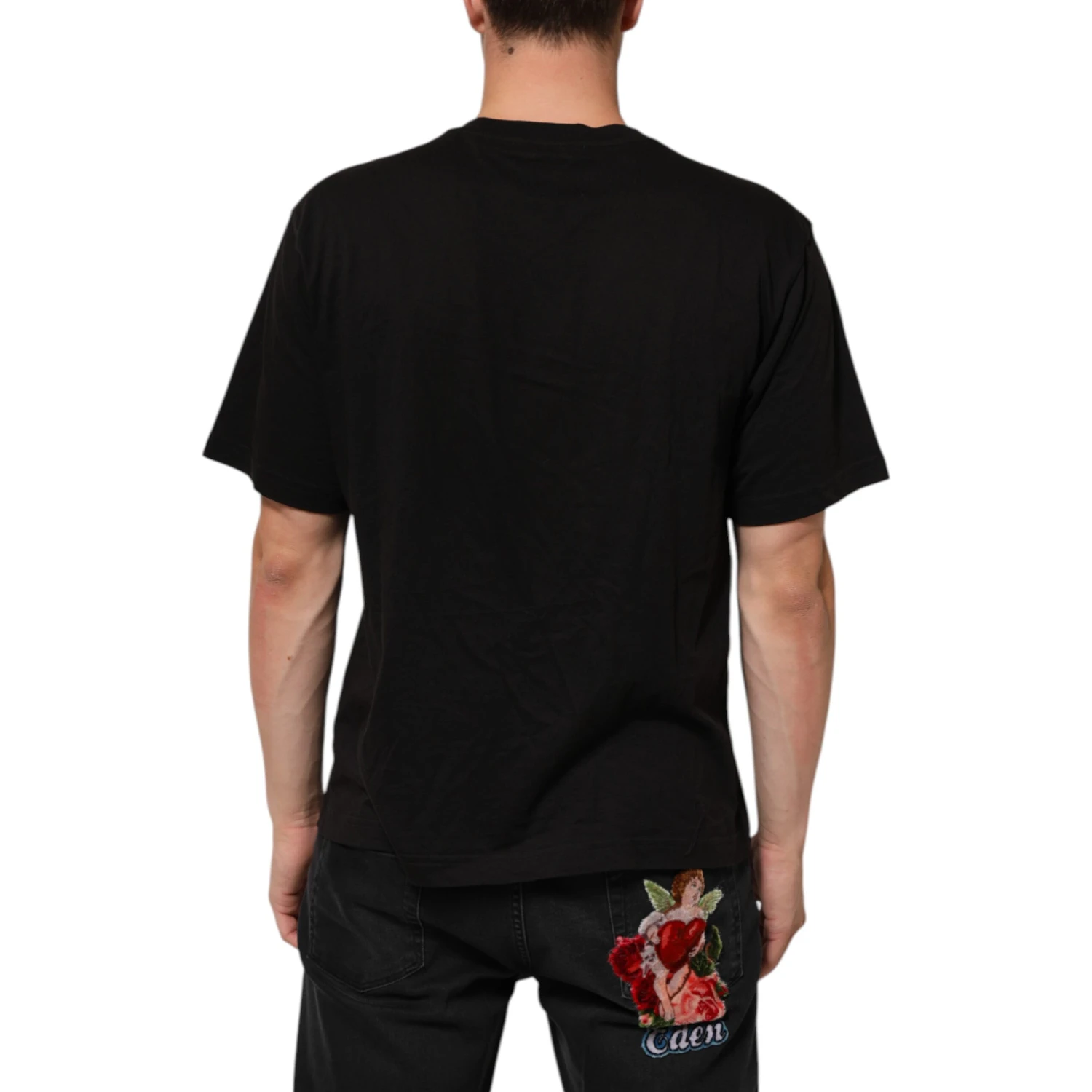 Black Logo Print Cotton Crew Neck T-shirt