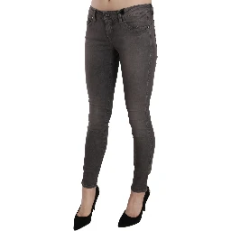 Gray Washed Low Waist Skinny Jeans