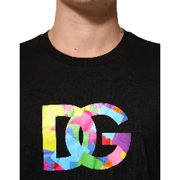 Black Logo Print Cotton Crew Neck T-shirt
