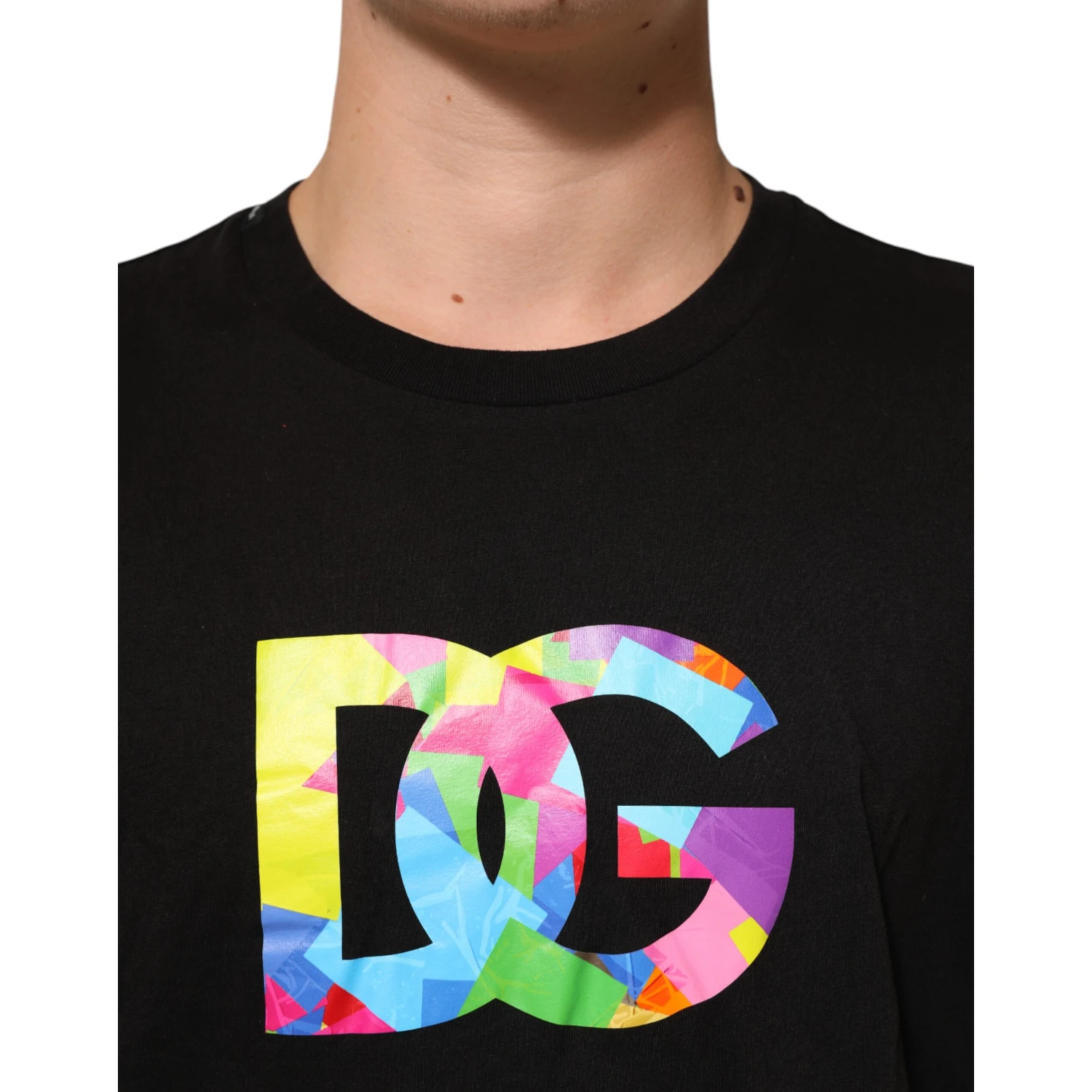 Black Logo Print Cotton Crew Neck T-shirt