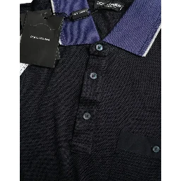 Polo Navy Blue Collared Silk Men T-shirt