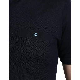 Polo Navy Blue Collared Silk Men T-shirt