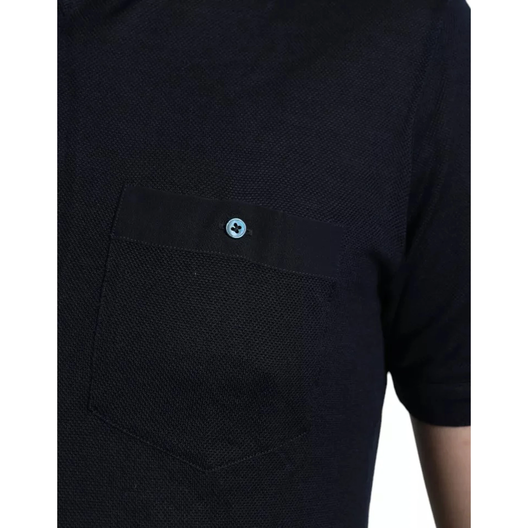 Polo Navy Blue Collared Silk Men T-shirt