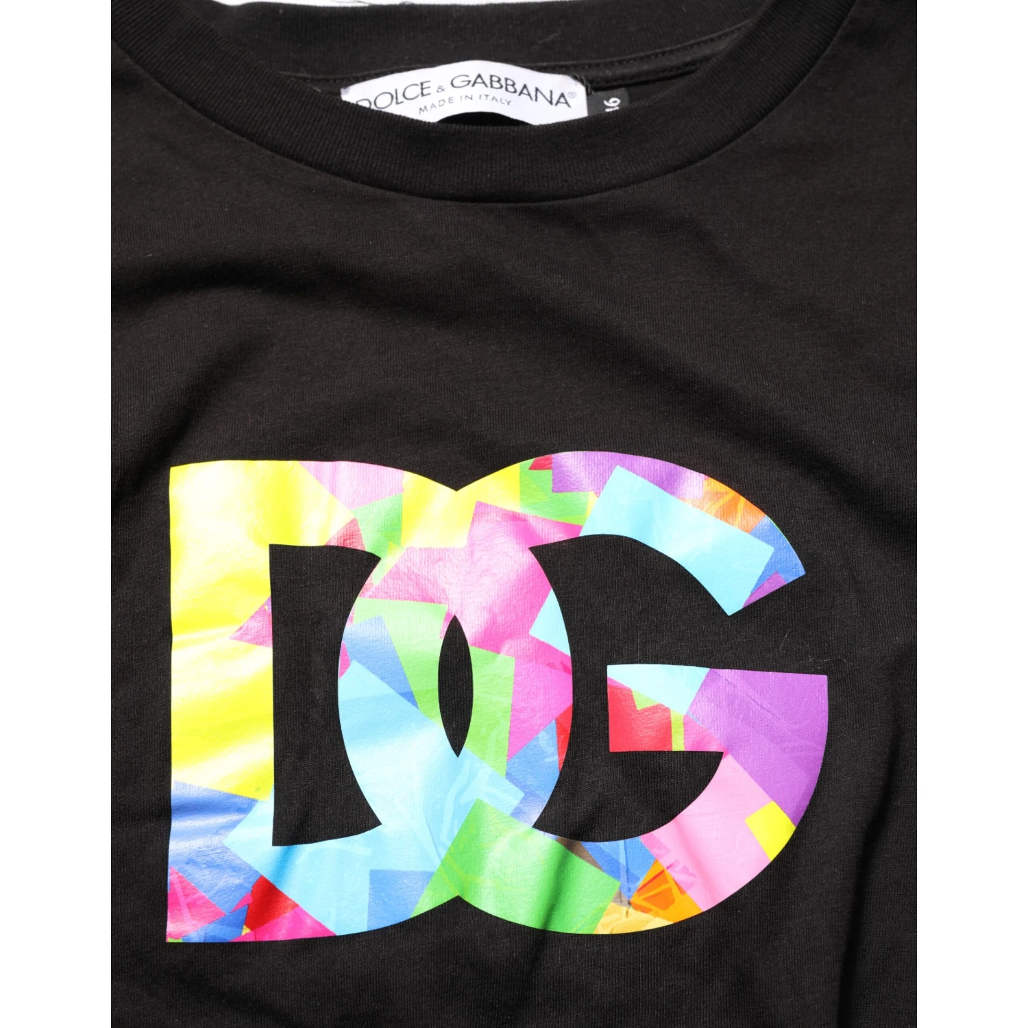Black Logo Print Cotton Crew Neck T-shirt