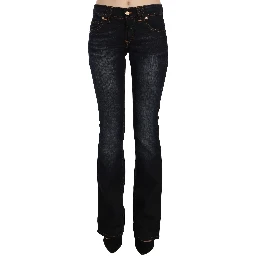 Blue Washed Mid Waist Regular Leg Boot Cut Denim Jeans