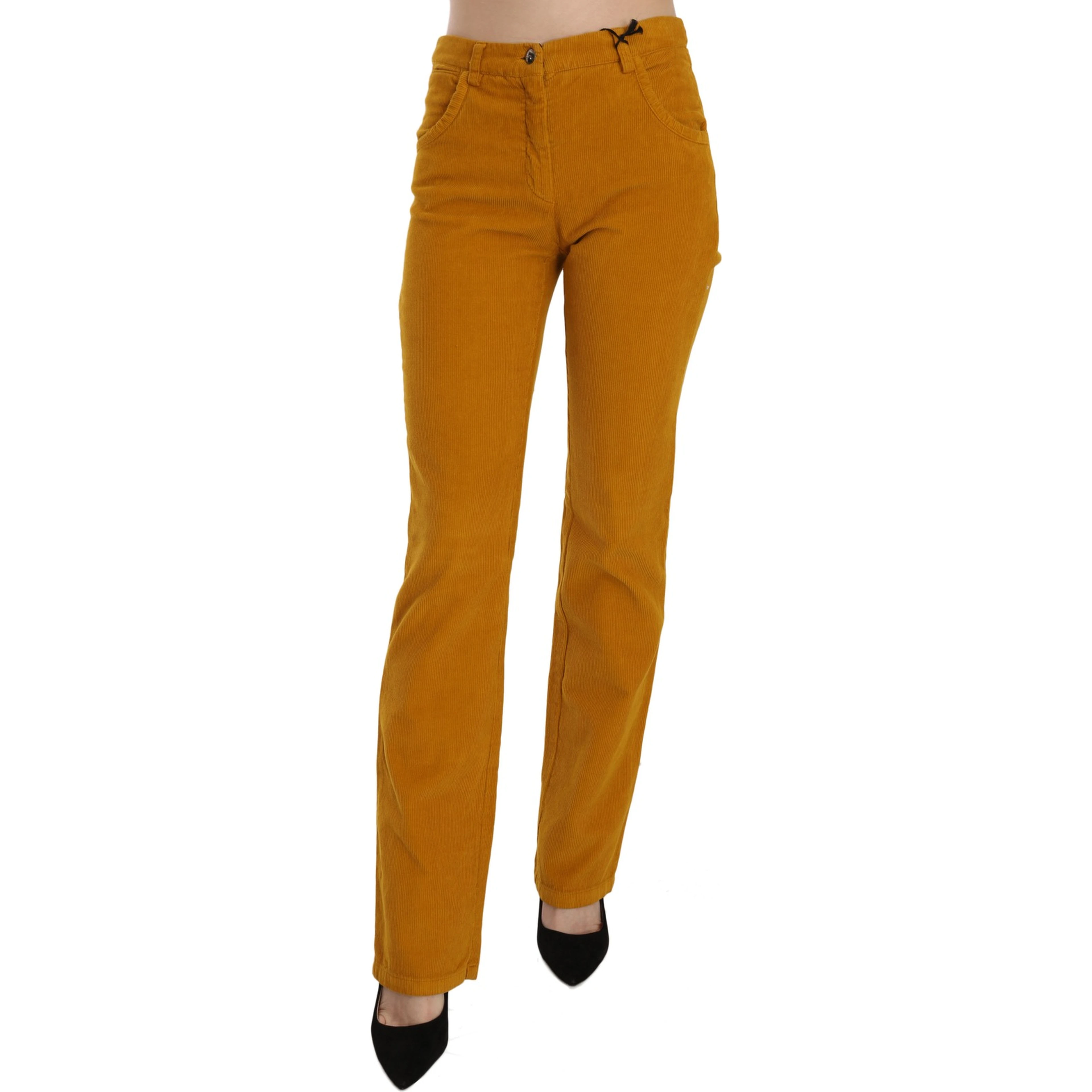 Orange High Waist Straight Trouser Pants