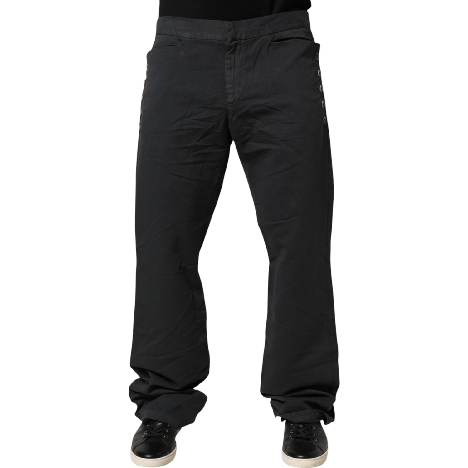 Black Straight Fit Mid Waist Denim Trouser Jeans