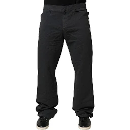 Black Straight Fit Mid Waist Denim Trouser Jeans