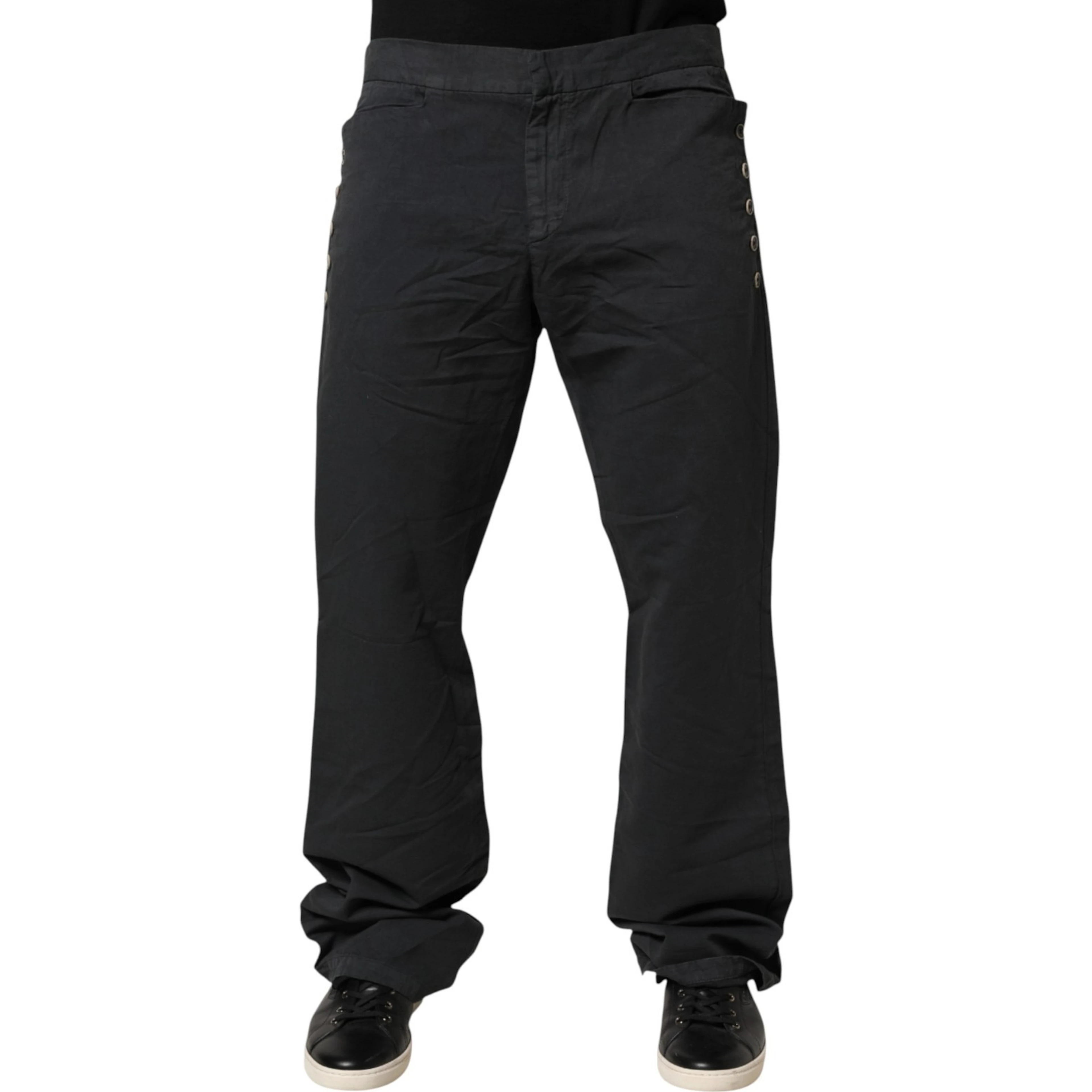 Black Straight Fit Mid Waist Denim Trouser Jeans
