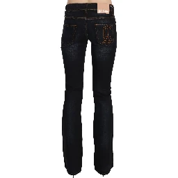 Blue Washed Mid Waist Regular Leg Boot Cut Denim Jeans