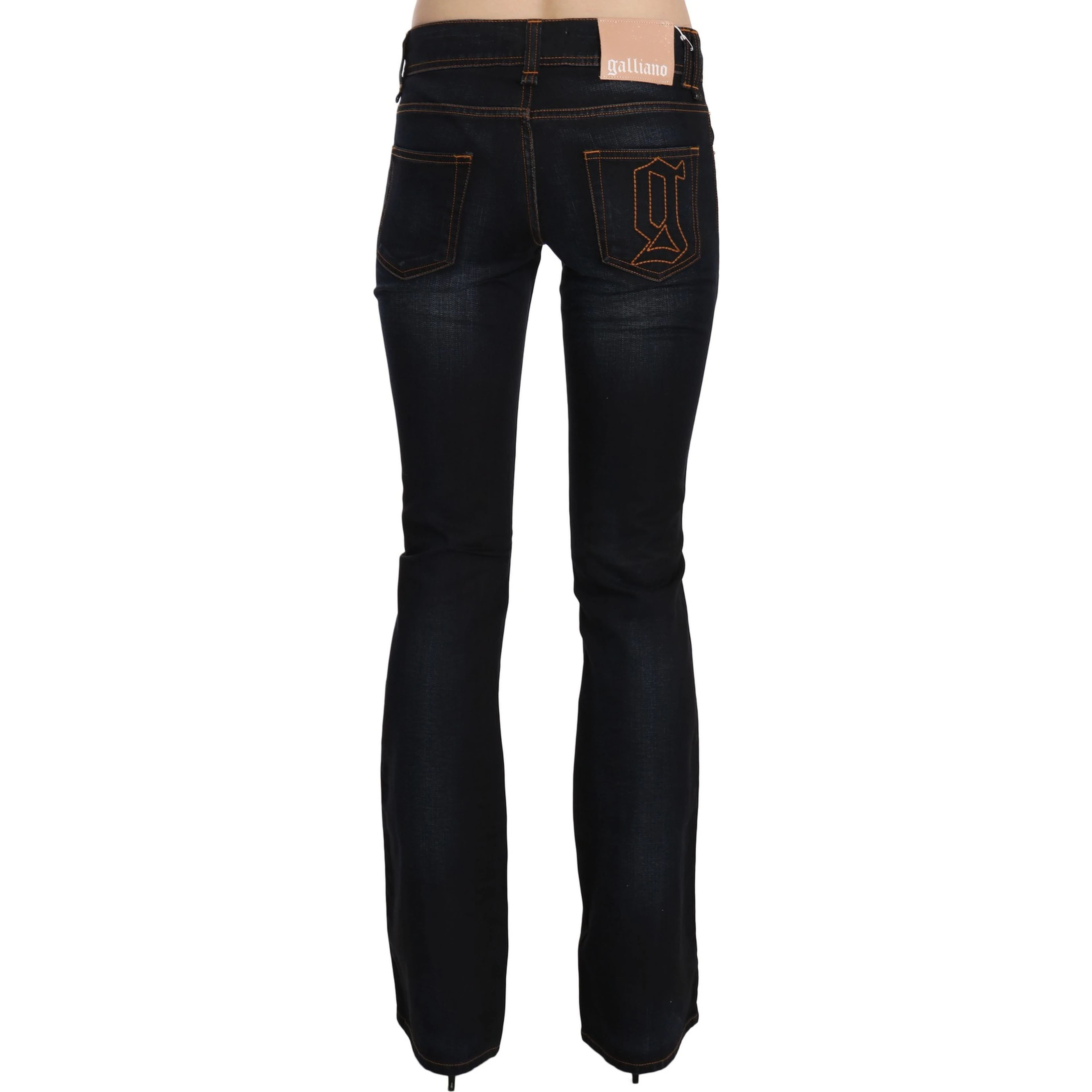 Blue Washed Mid Waist Regular Leg Boot Cut Denim Jeans