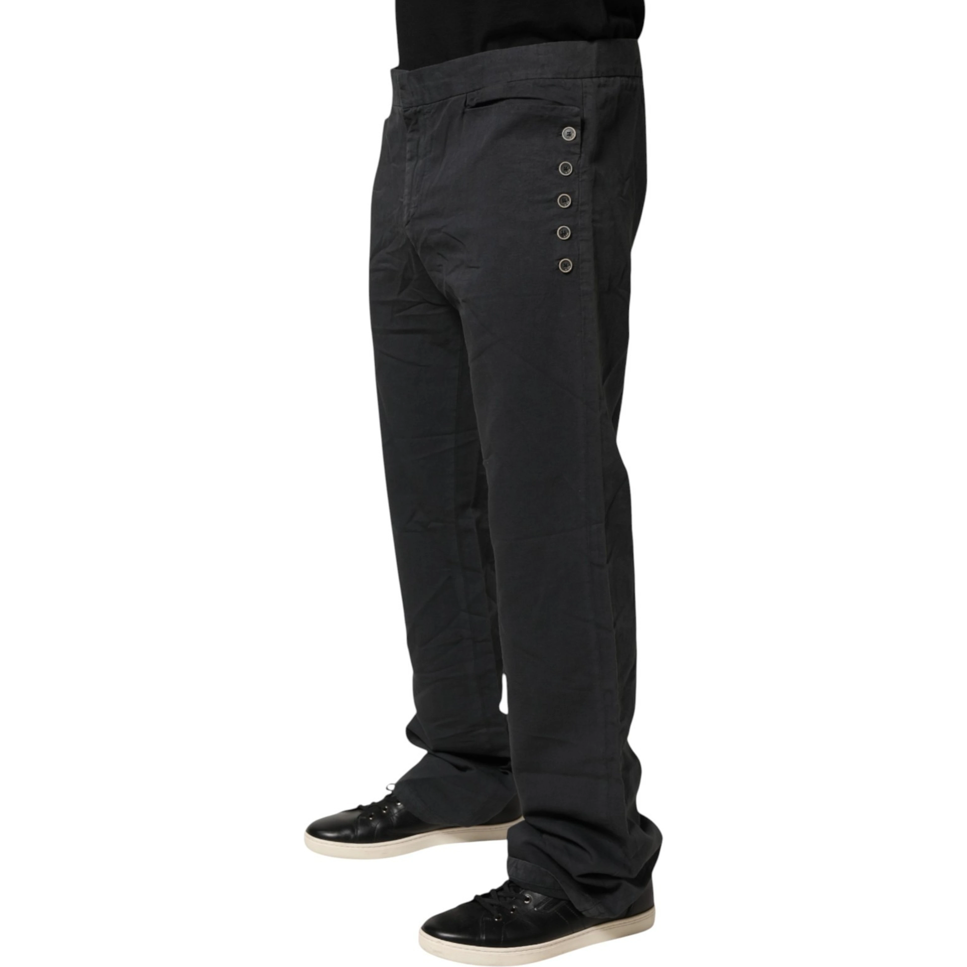 Black Straight Fit Mid Waist Denim Trouser Jeans