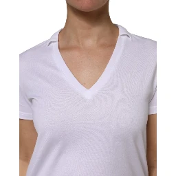 White V-Neck Cotton Short Sleeves T-shirt