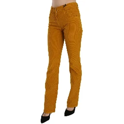 Orange High Waist Straight Trouser Pants