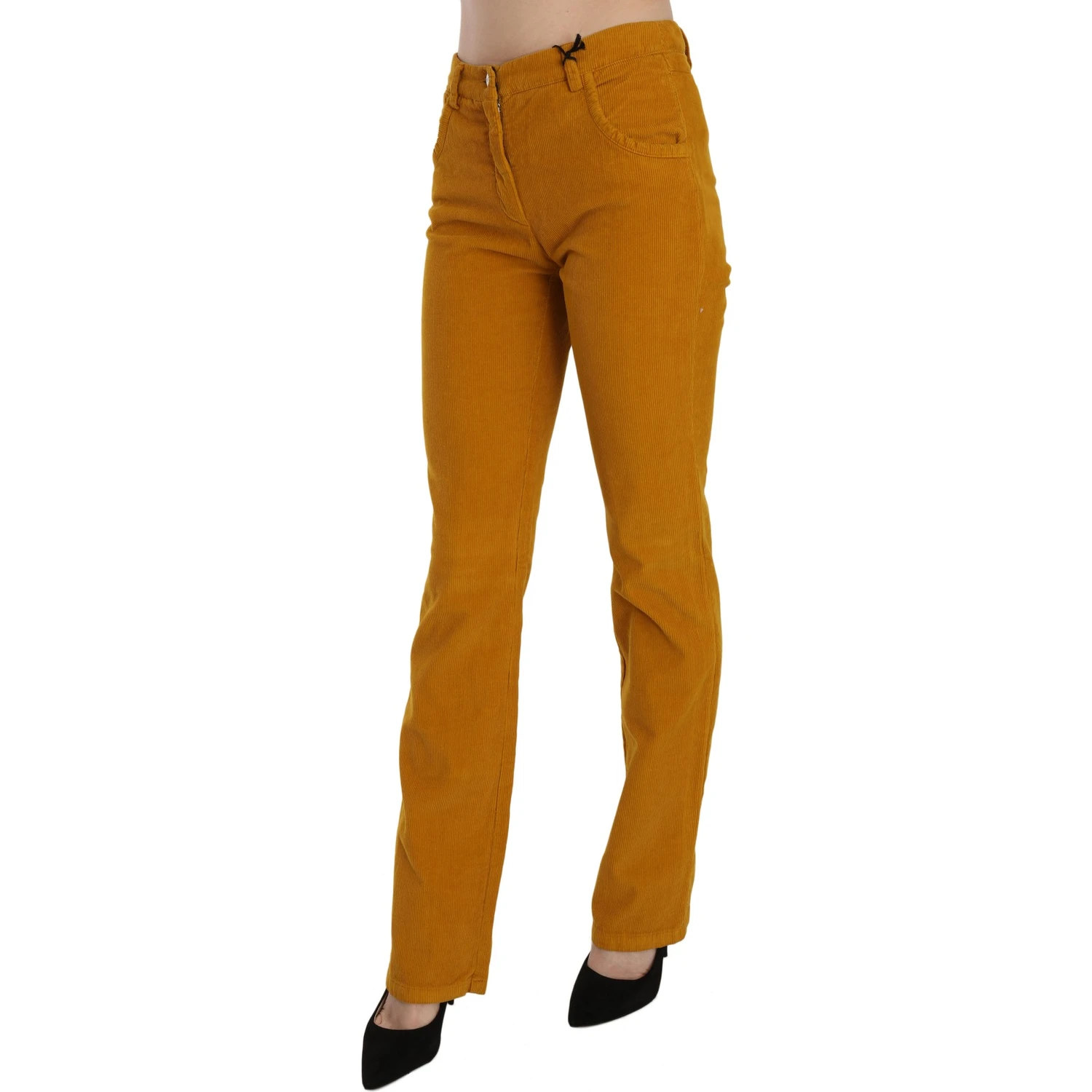 Orange High Waist Straight Trouser Pants