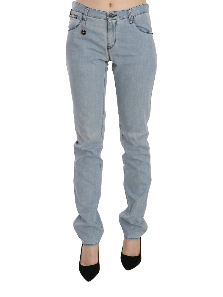 Light Blue Mid Waist Skinny Denim Jeans