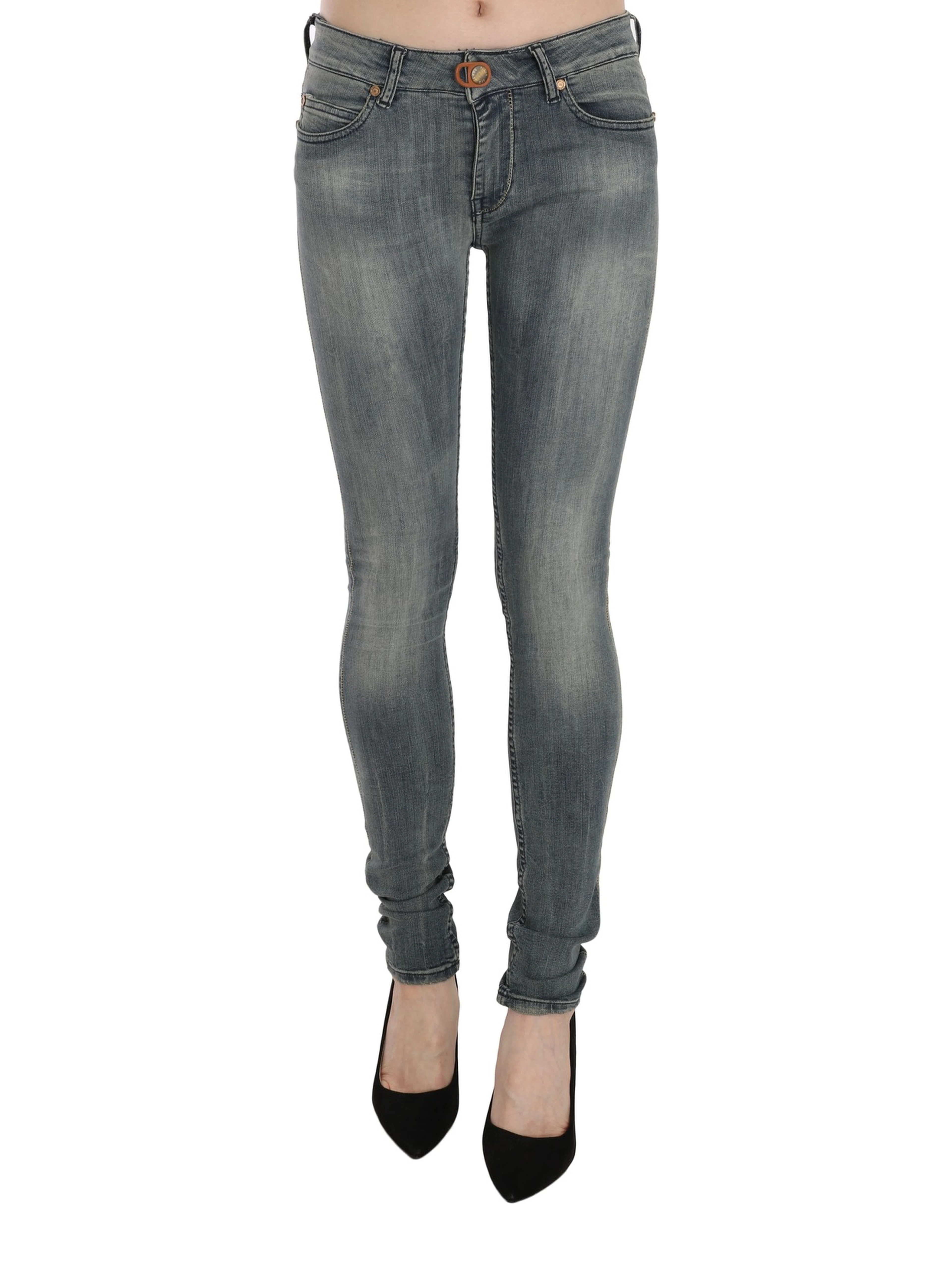 Blue Washed Low Waist Slim Fit Skinny Denim Casual Jeans
